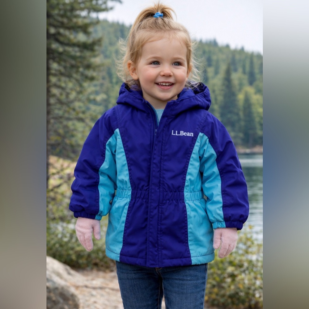 L.L.Bean Toddler Jacket 2T Hooded Winter Puffer Colorblock GUC